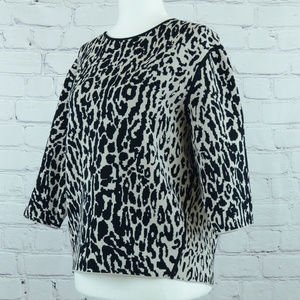 THEORY Structured Knit Animal Print Sweater